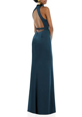 Adjustable Strap Wrap Bodice Maxi Dress with Front Slit