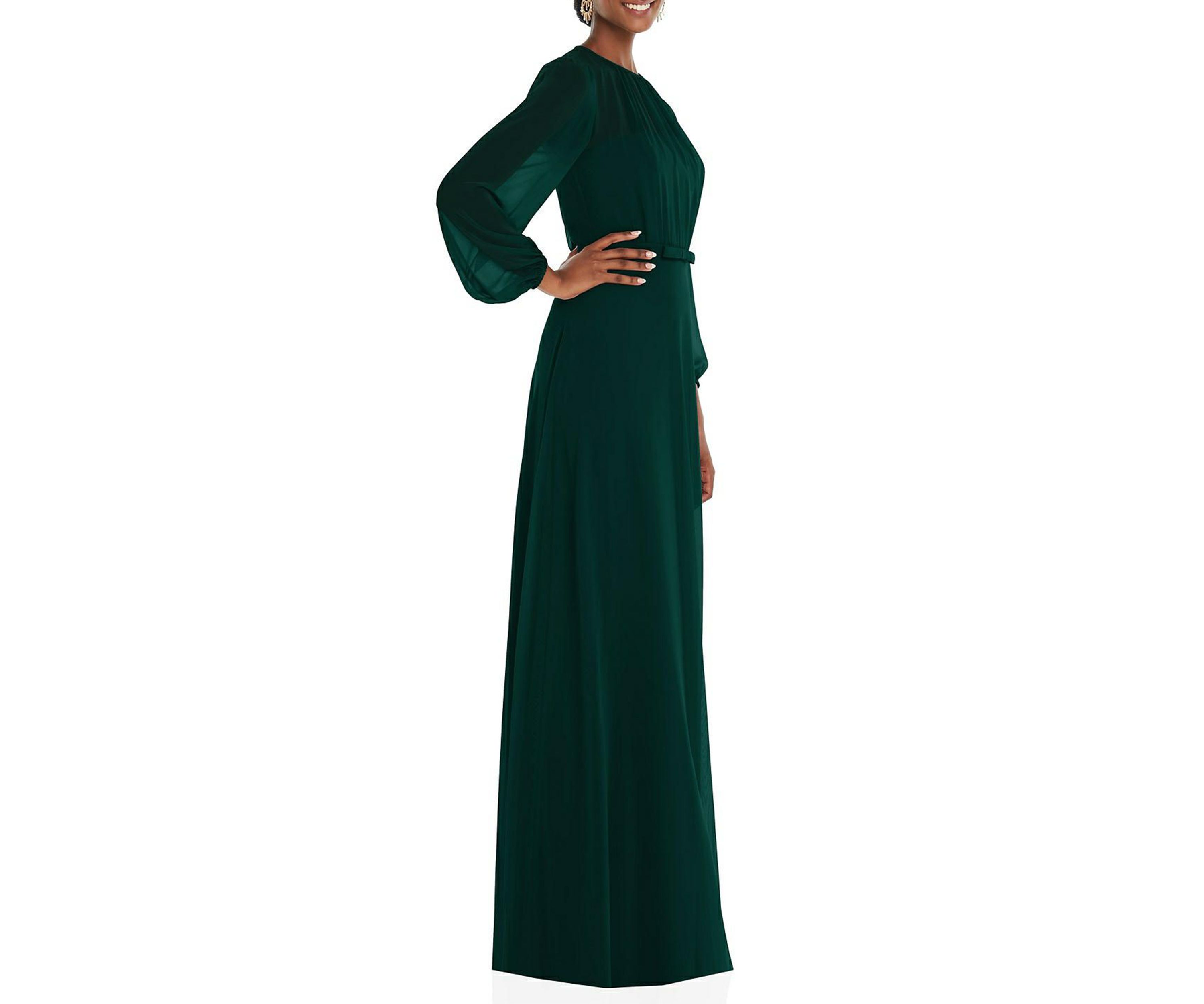 Strapless Chiffon Maxi Dress with Puff Sleeve Blouson Overlay