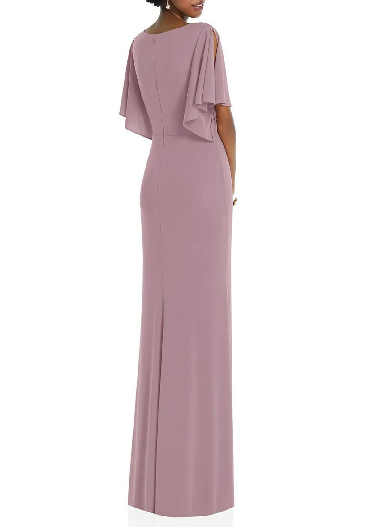 Faux Wrap Split Sleeve Maxi Dress with Cascade Skirt