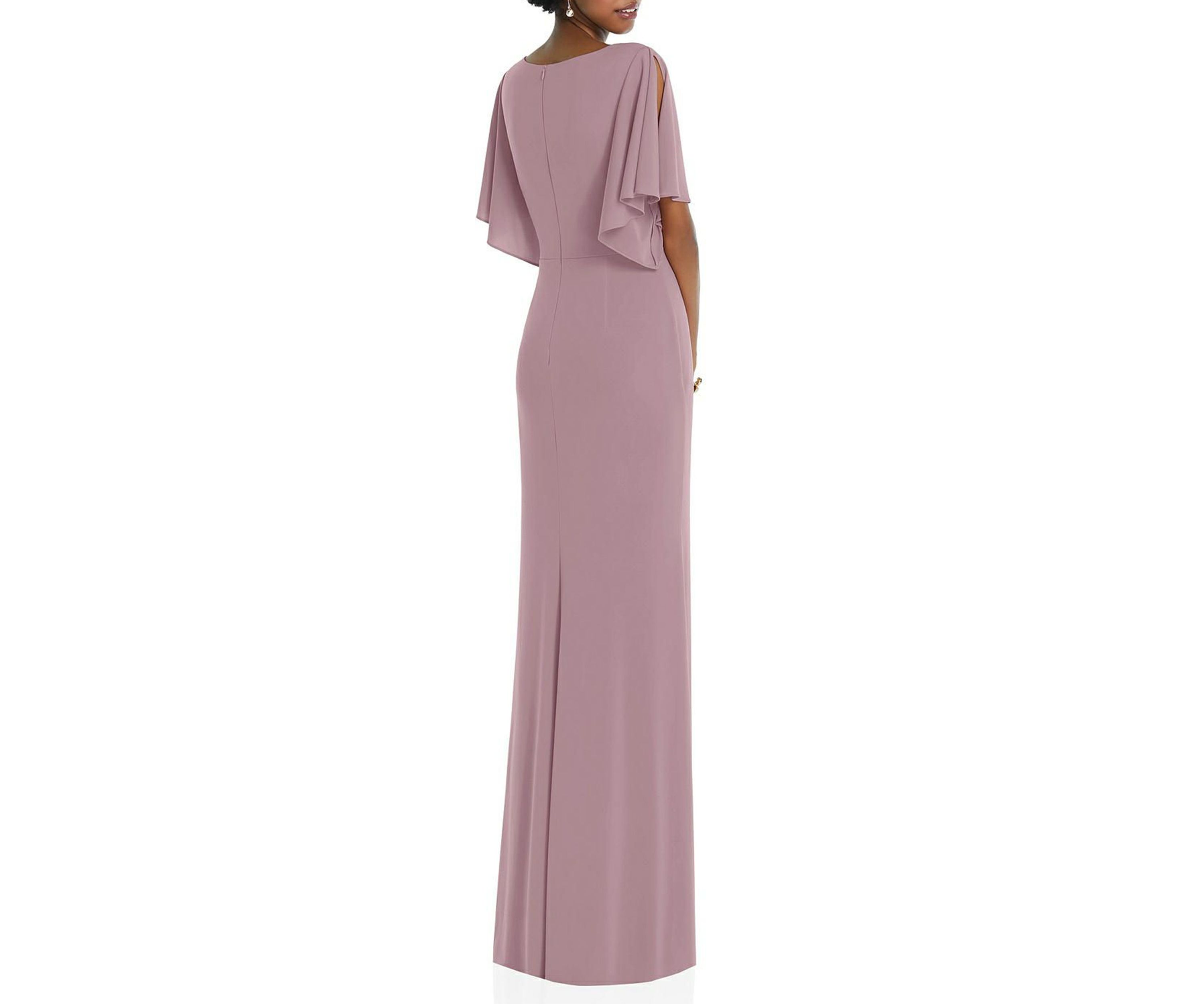 Faux Wrap Split Sleeve Maxi Dress with Cascade Skirt