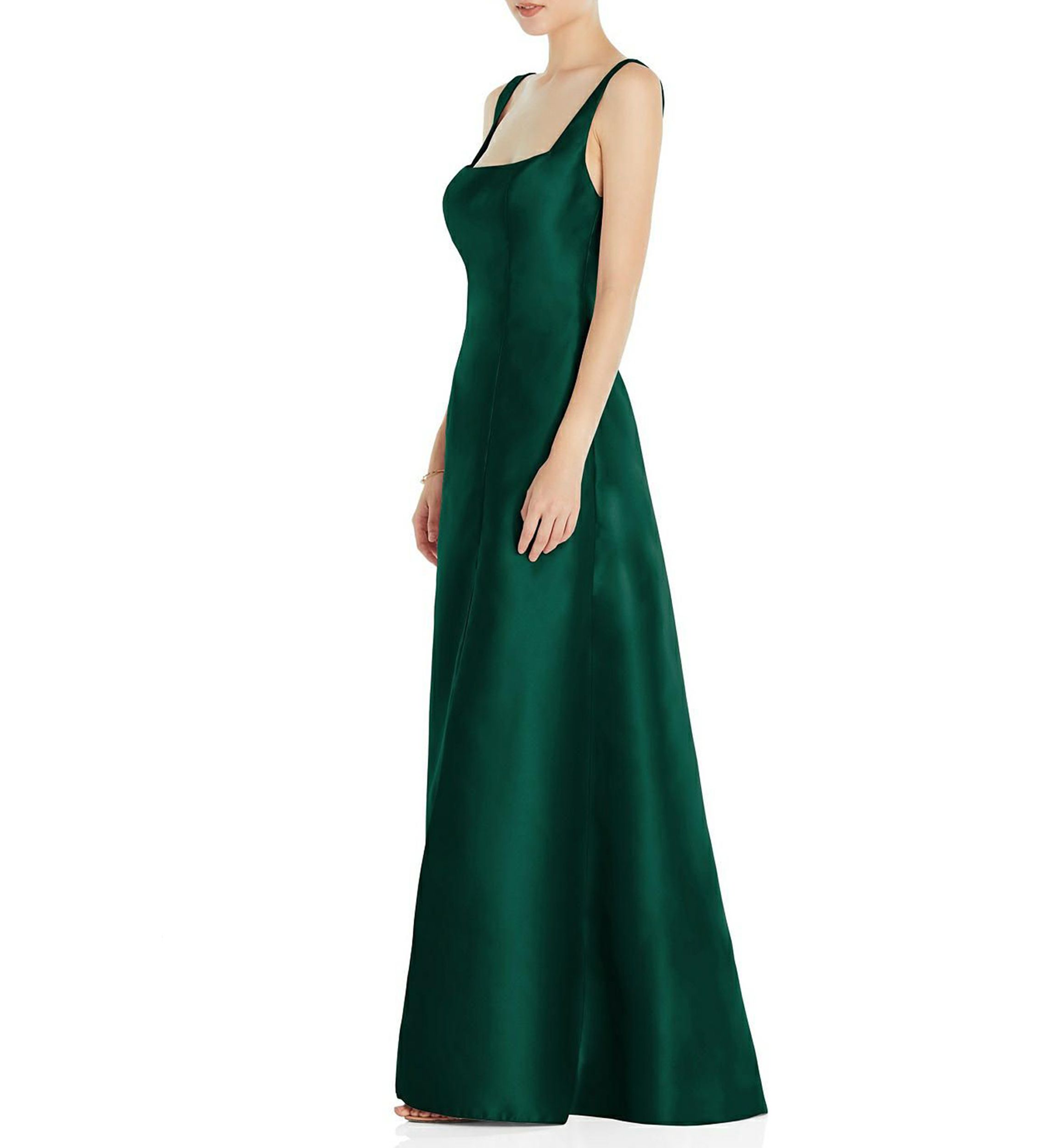 Sleeveless Square-Neck Princess Line Gown with Pockets