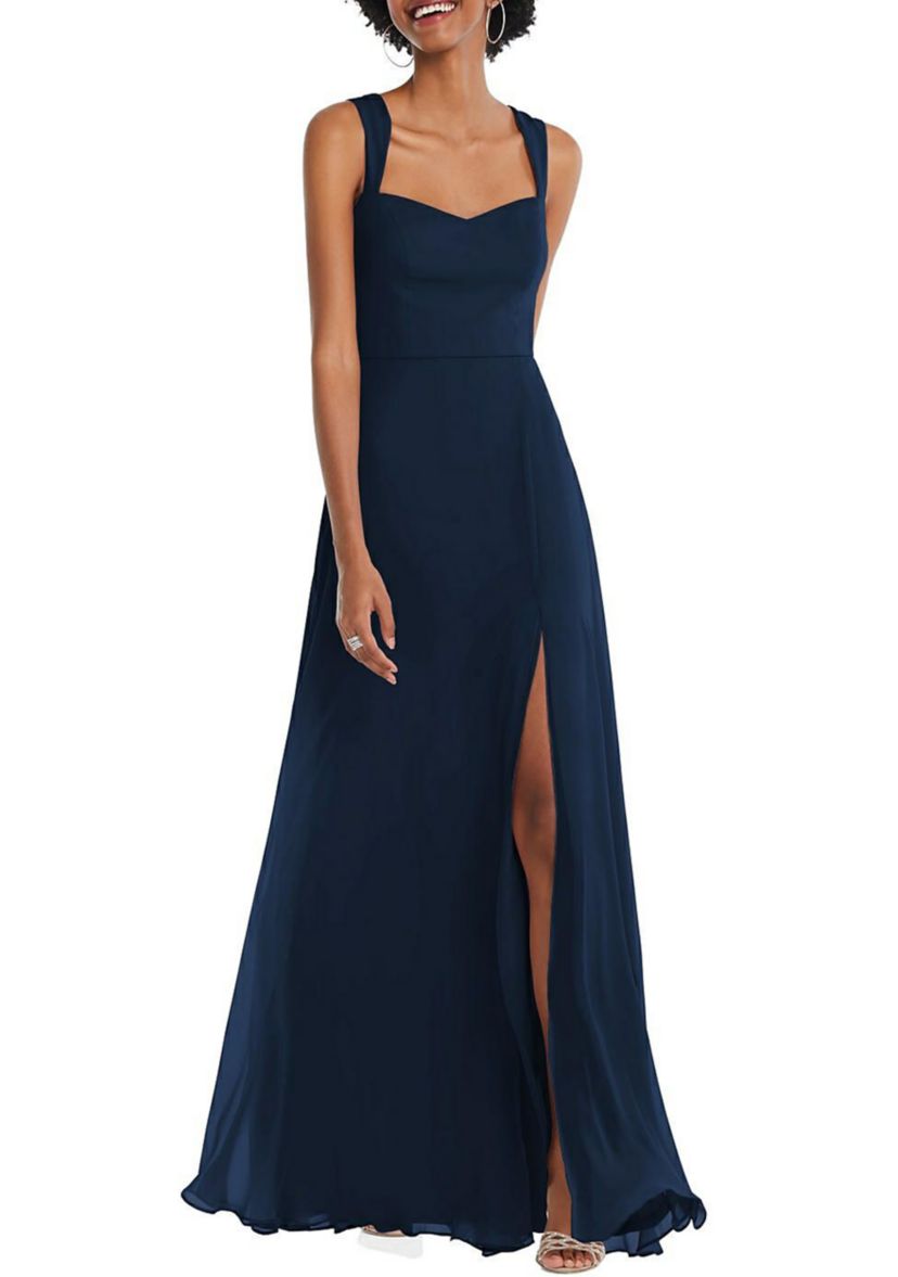 Contoured Wide Strap Sweetheart Maxi Dress