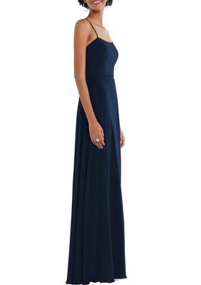 Scoop Neck Convertible Tie-Strap Maxi Dress with Front Slit