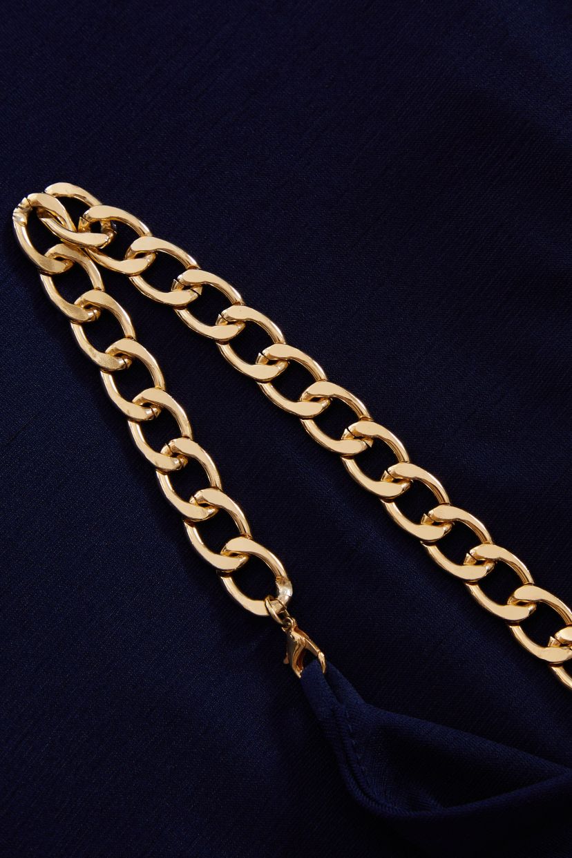 Slinky Chain Strap Wrap Dress