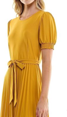 ITY Monaco Stretch Dress with Pleated Skirt and Blouson Sleeve