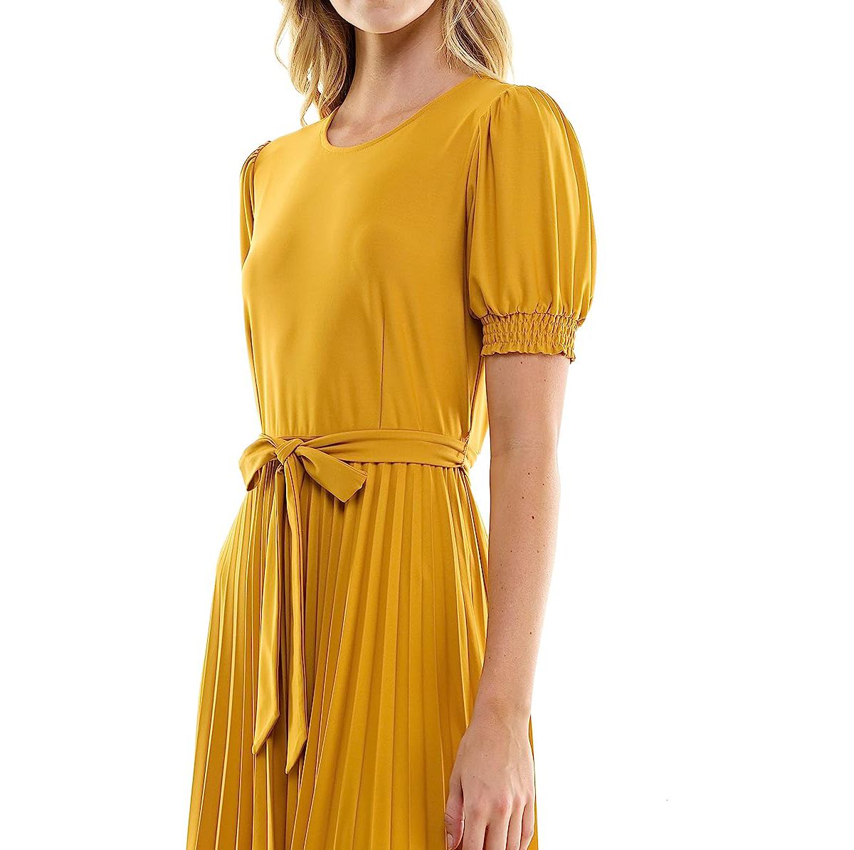ITY Monaco Stretch Dress with Pleated Skirt and Blouson Sleeve