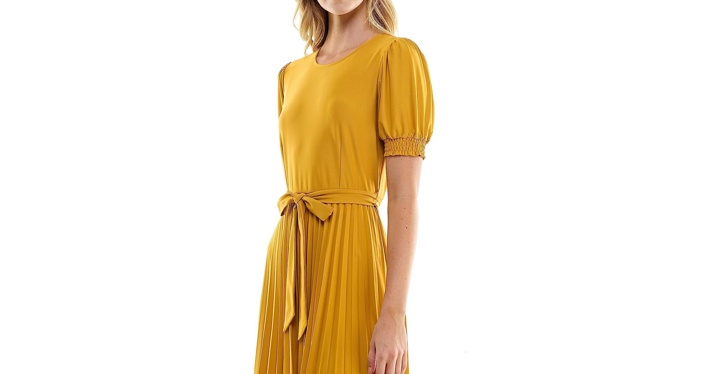 ITY Monaco Stretch Dress with Pleated Skirt and Blouson Sleeve
