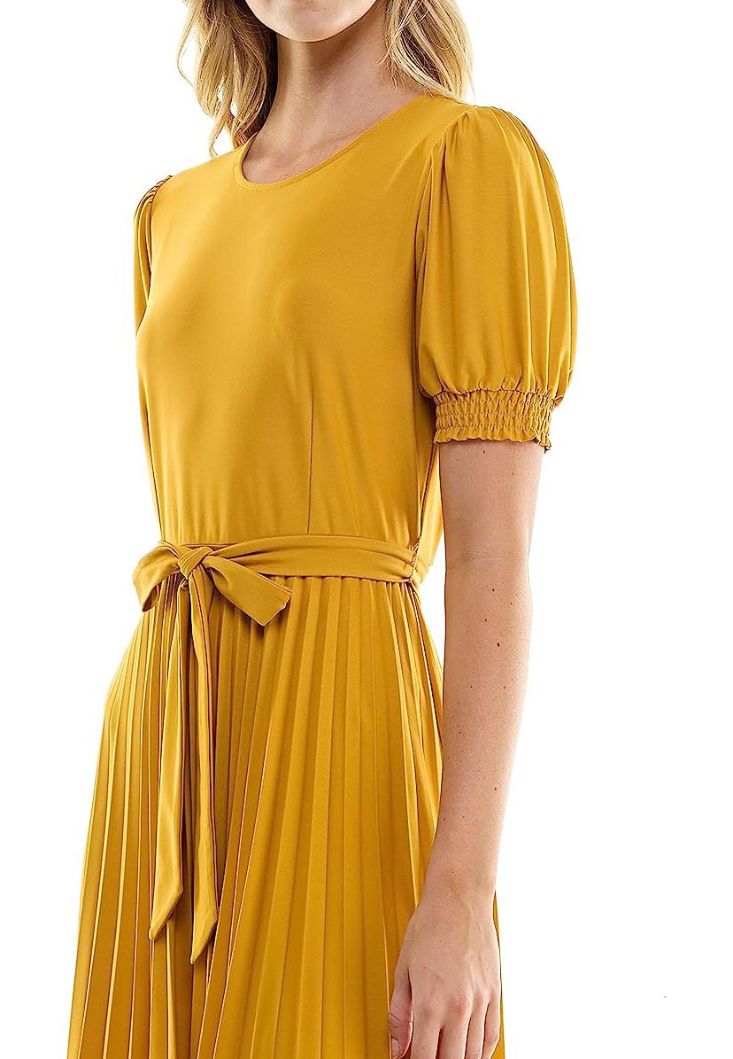 ITY Monaco Stretch Dress with Pleated Skirt and Blouson Sleeve