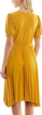 ITY Monaco Stretch Dress with Pleated Skirt and Blouson Sleeve
