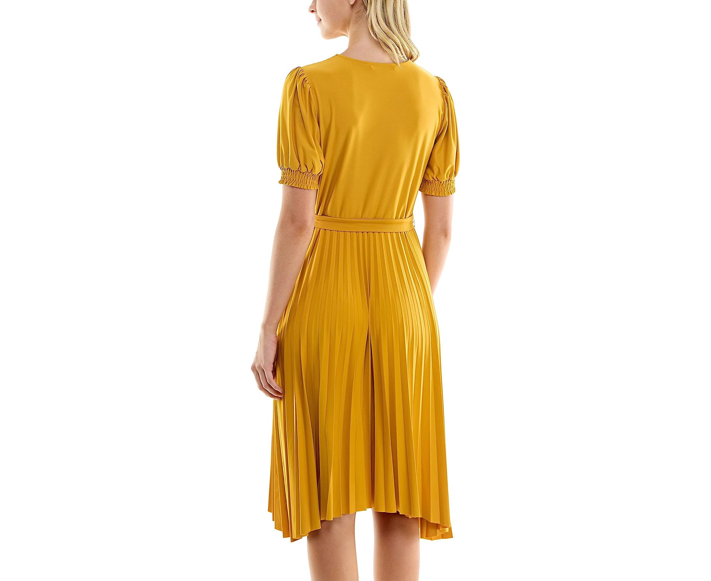 ITY Monaco Stretch Dress with Pleated Skirt and Blouson Sleeve