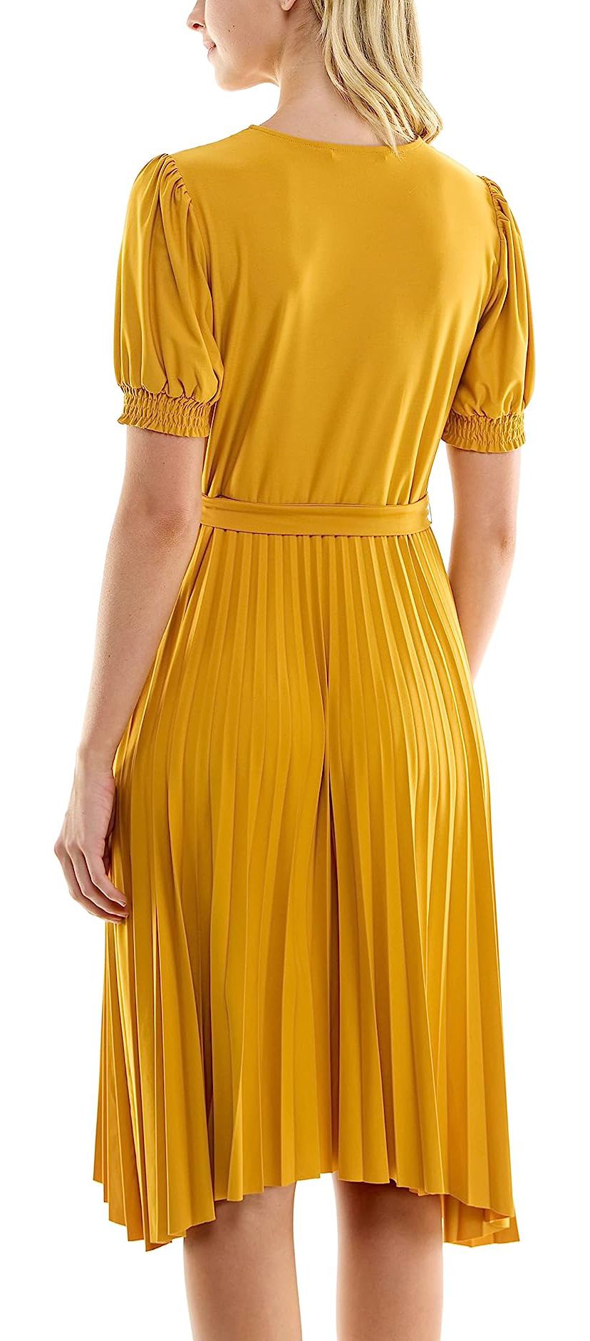ITY Monaco Stretch Dress with Pleated Skirt and Blouson Sleeve