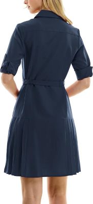 Button To Hem Shirtdress with Pleated Skirt Detail