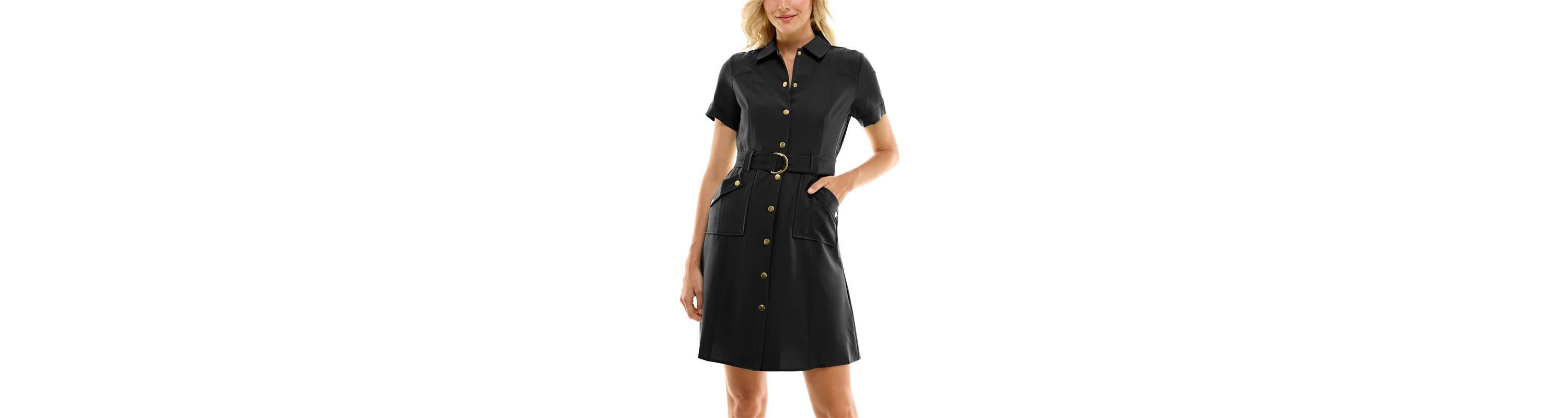 Sharkskin Shirtdress with Strap Detail