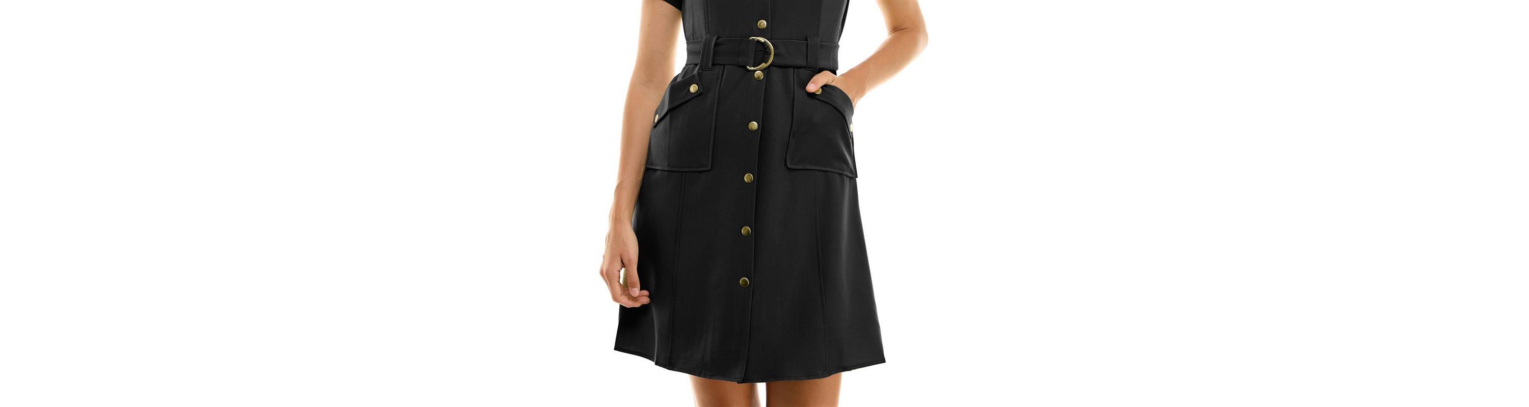 Sharkskin Shirtdress with Strap Detail