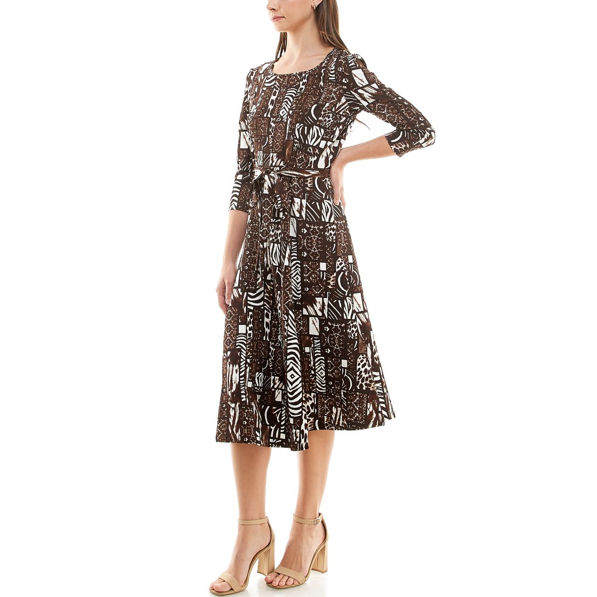 3/4 Sleeve Sylvia Self Sash Dress