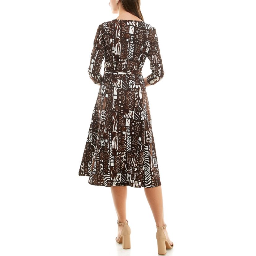 3/4 Sleeve Sylvia Self Sash Dress