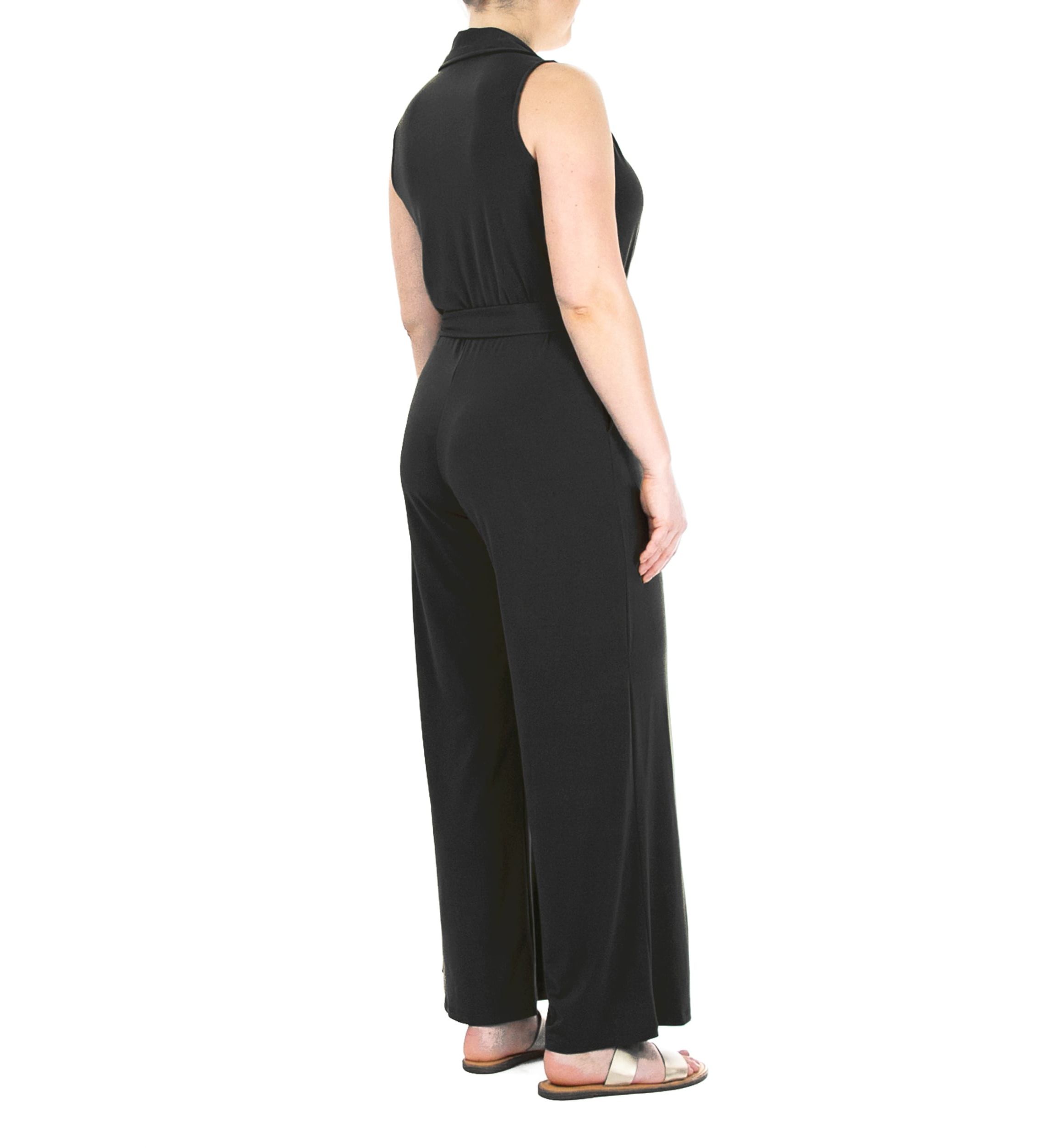 Sleeveless Surplice Jumpsuit With Self Belt