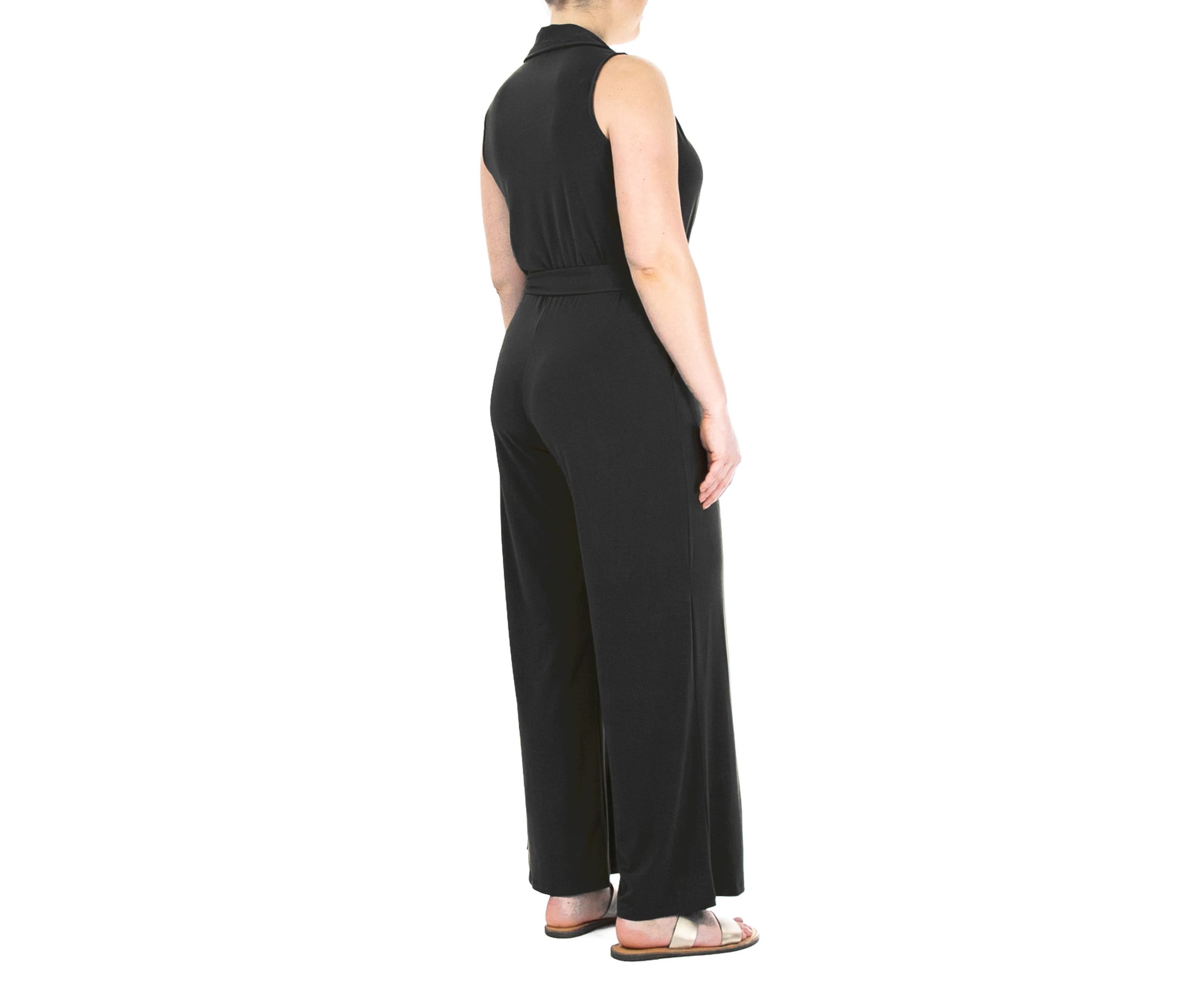 Sleeveless Surplice Jumpsuit With Self Belt