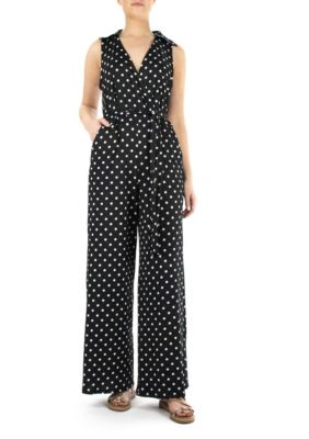 Nina Leonard Women's Surplice Jumpsuit With Self Belt, Large
