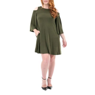 Nina Leonard Women's Cold Shoulder Trapeze Dress, XL