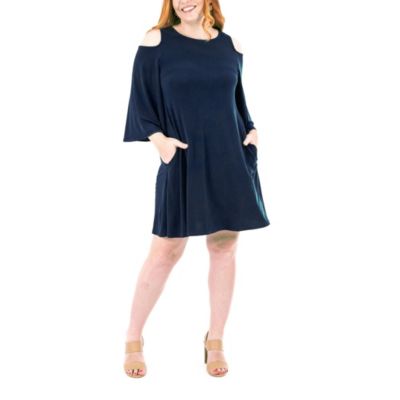 Nina Leonard Women's Cold Shoulder Trapeze Dress