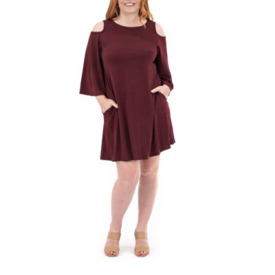Nina Leonard Women's Cold Shoulder Trapeze Dress, Large