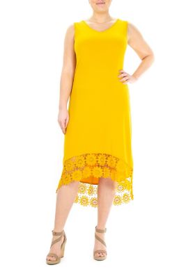 Nina Leonard Women's Hi Low Maxi With Lace