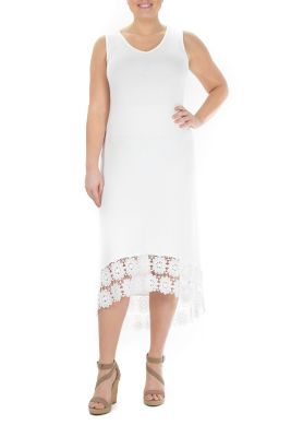 Nina Leonard Women's Hi Low Maxi With Lace