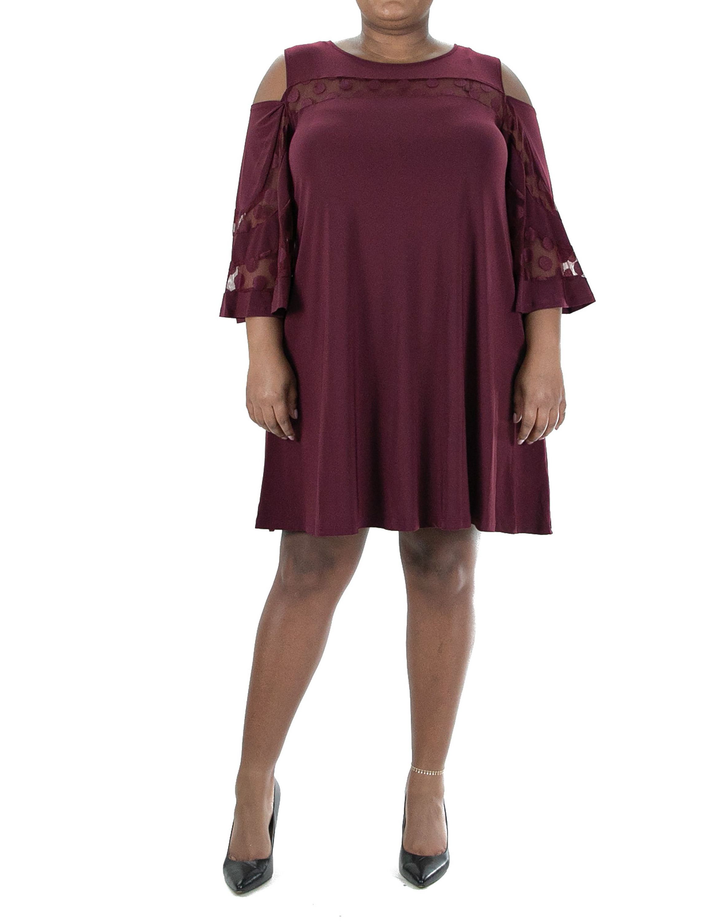burgundy knit dress Burgundy Ribbed Knit Midi Dress  self-portrait-US