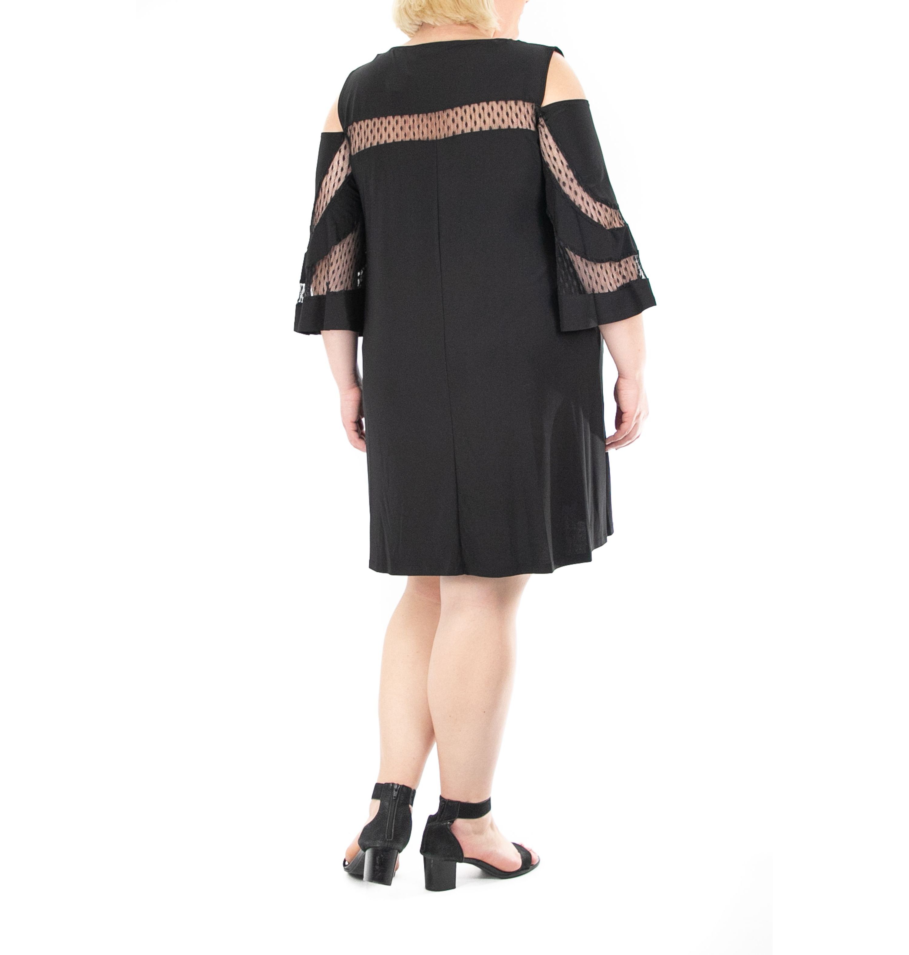 ITY Cold Shoulder Dress With Small Dot Mesh Yoke