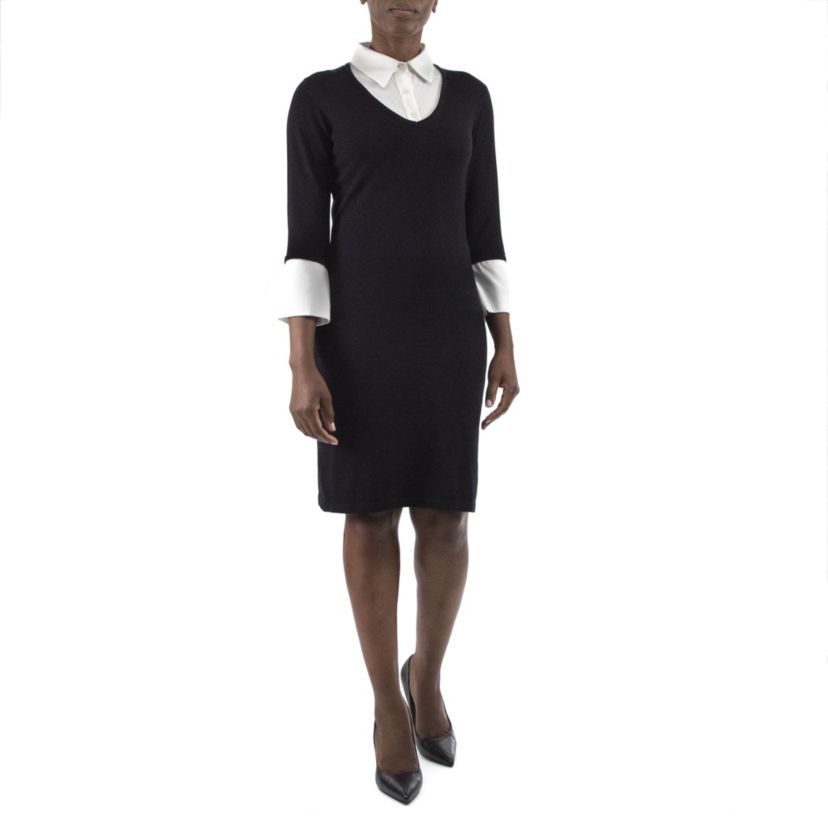 Georgette Collared Sweater Dress