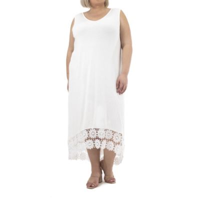 Nina Leonard Women's Hi Low Maxi With Lace