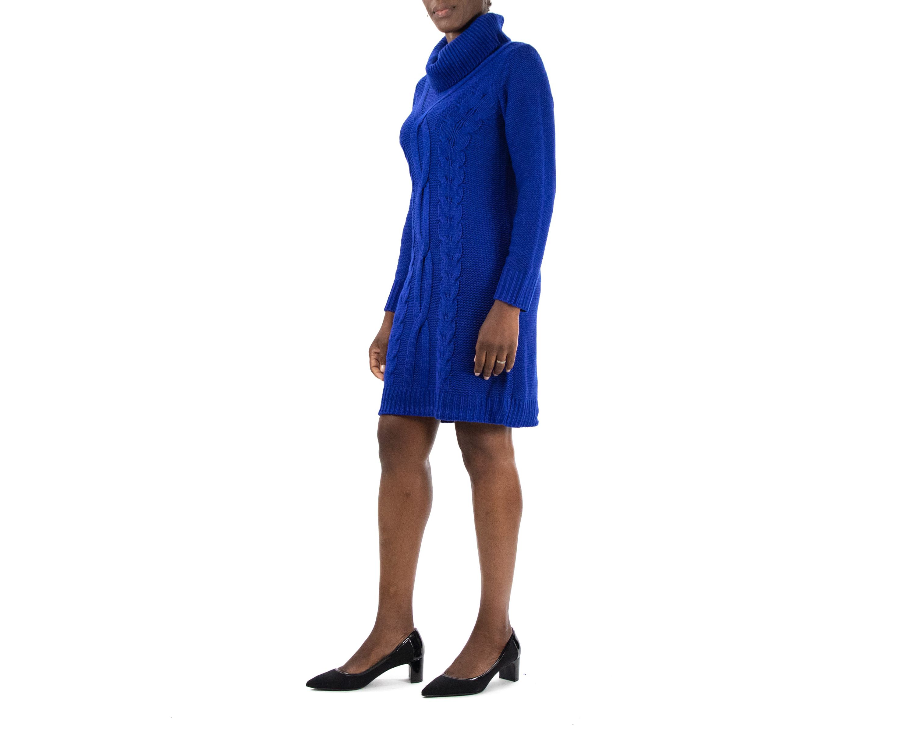Ribbed Cowl Neck Sweater Dress