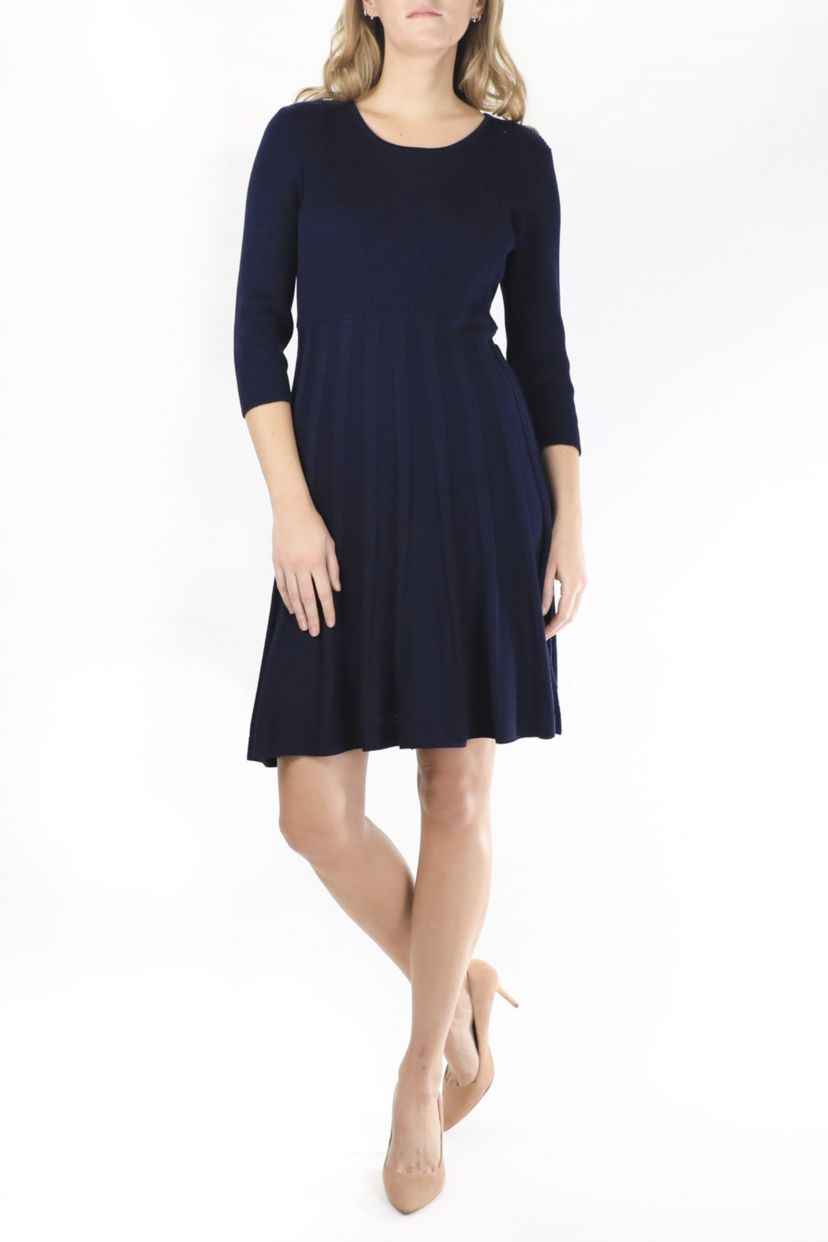 Pleat Skirt Knit Sweater Dress