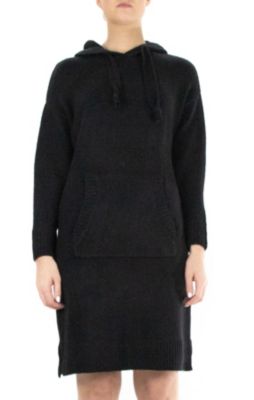 Nina Leonard Women's Hooded Sweater Dress, Black, Medium