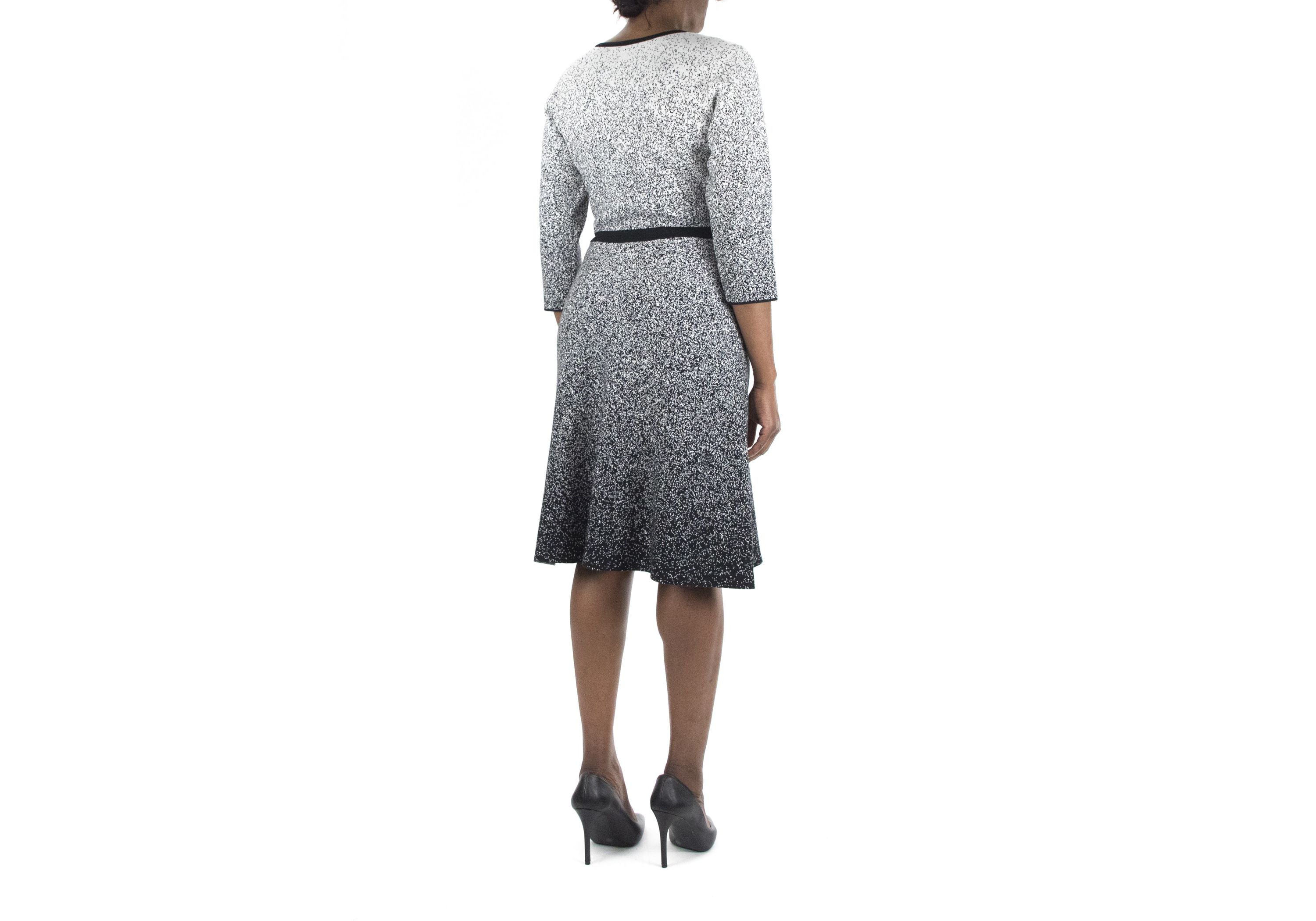3/4 Sleeve V-Neck Fit And Flare Ombre Dress