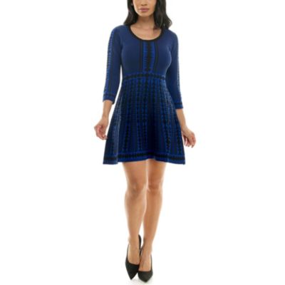 Nina Leonard Women's 3/4 Geometric Knit Dress