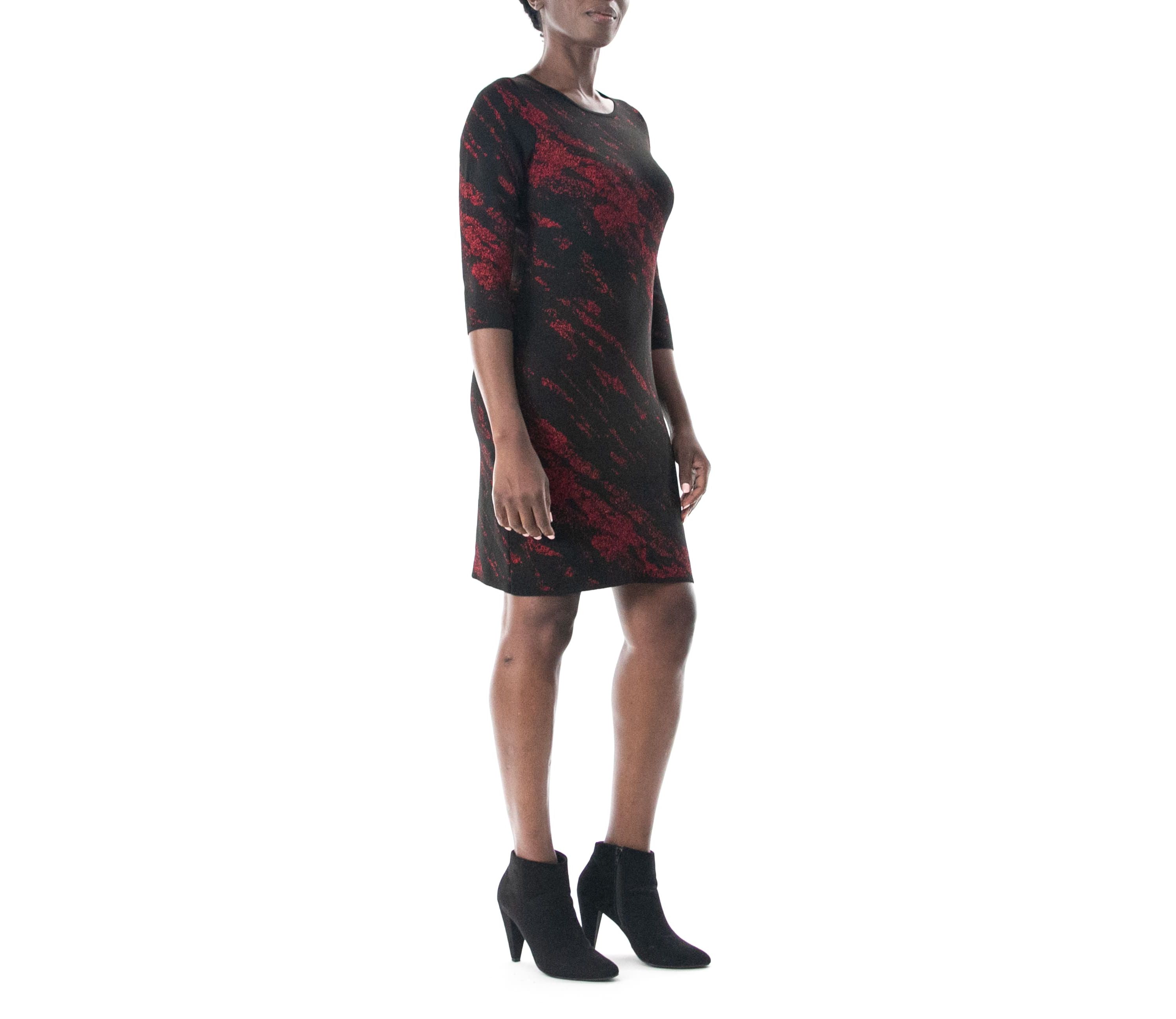3/4 Jewel Neck Sweater Sheath Jacquard Dress