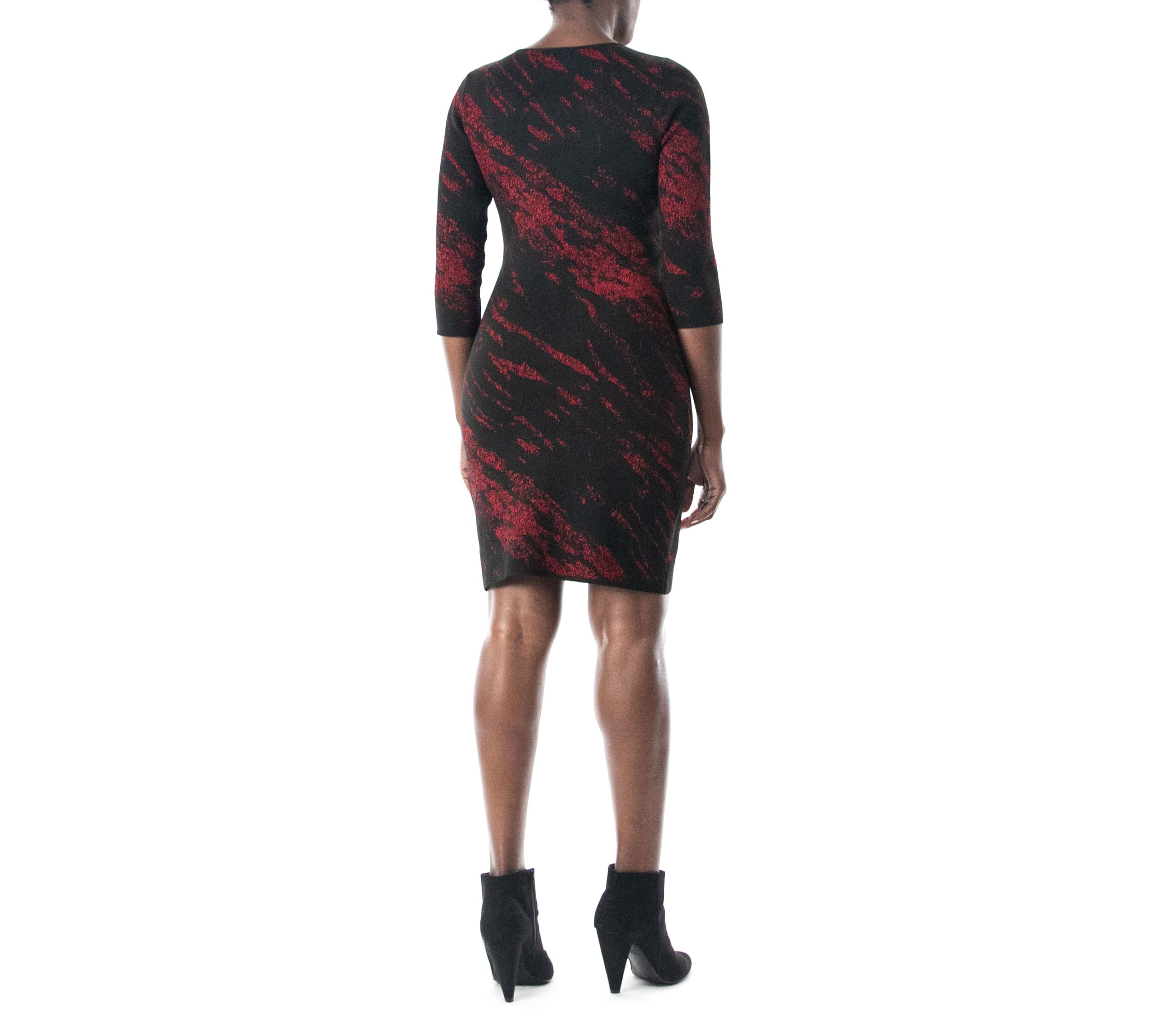 3/4 Jewel Neck Sweater Sheath Jacquard Dress