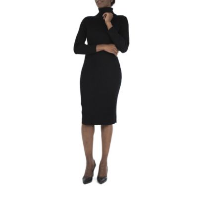 Nina Leonard Women's Ribbed Midi Sweater Dress, Black, XL
