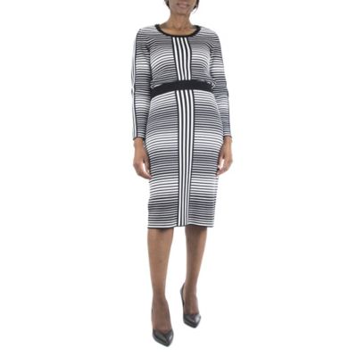 Nina Leonard Women's Stripe Jacquard Skirt Set