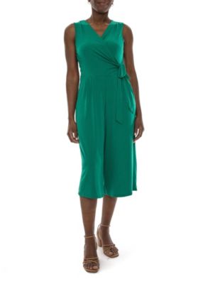 Nina Leonard Women's Wrap Coulotte Jumpsuit, Green, XL