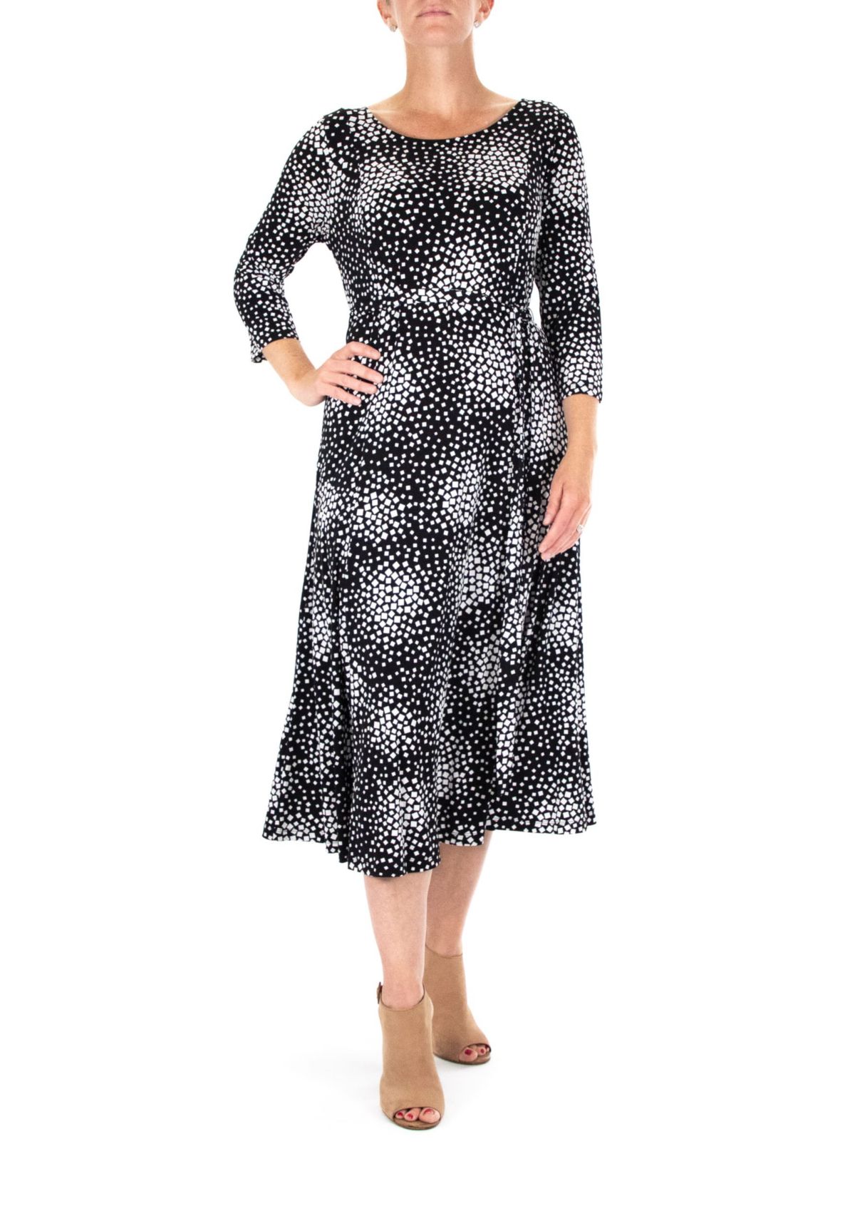 3/4 Sleeve Printed Midi Sylvia Dress
