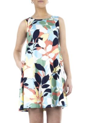 Nina Leonard Women's Scoop Neck Trapeze Dress With Pockets, XL