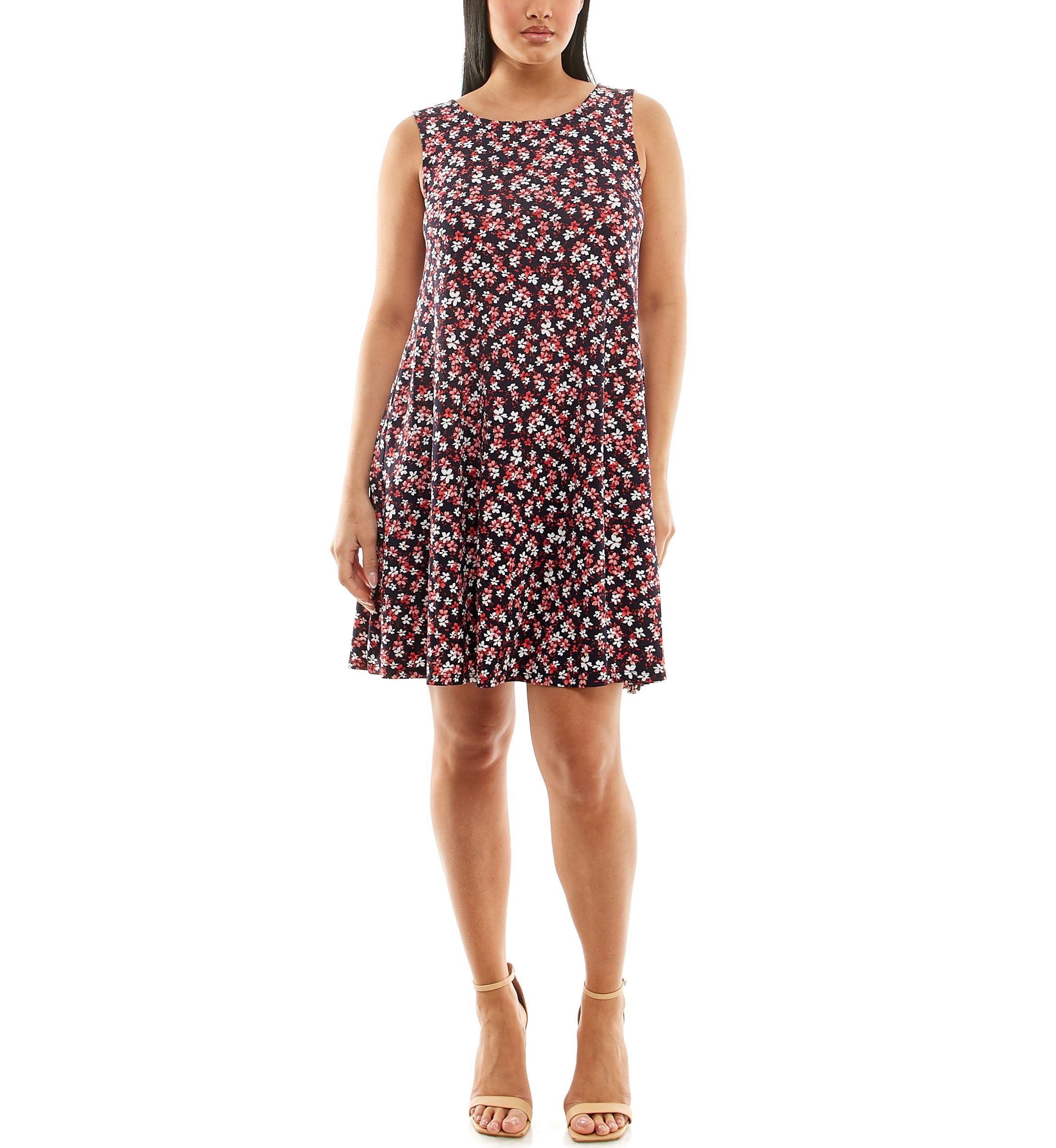 Scoop Neck Trapeze Dress With Pockets