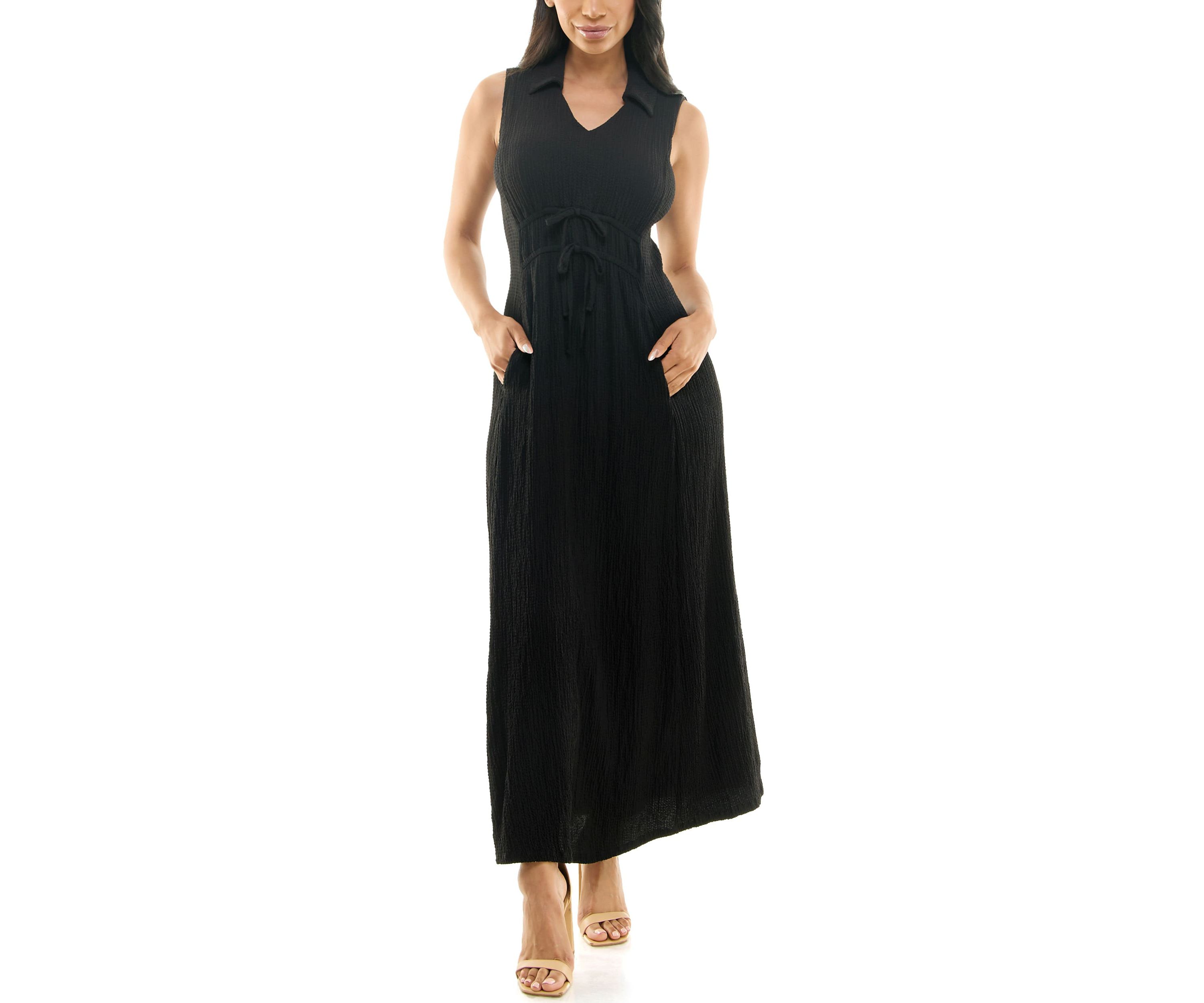 V-Neck Collared Maxi Dress