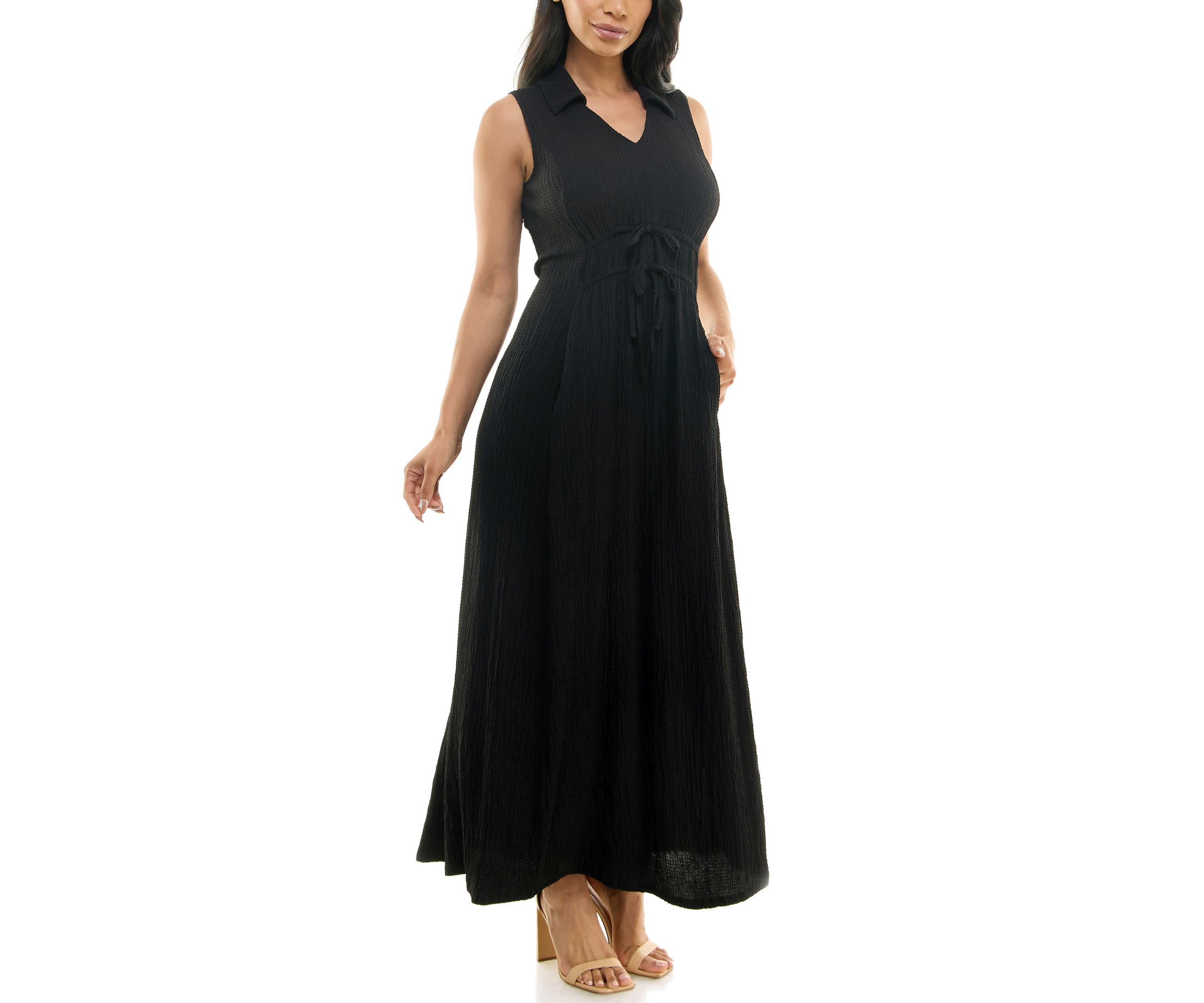 V-Neck Collared Maxi Dress
