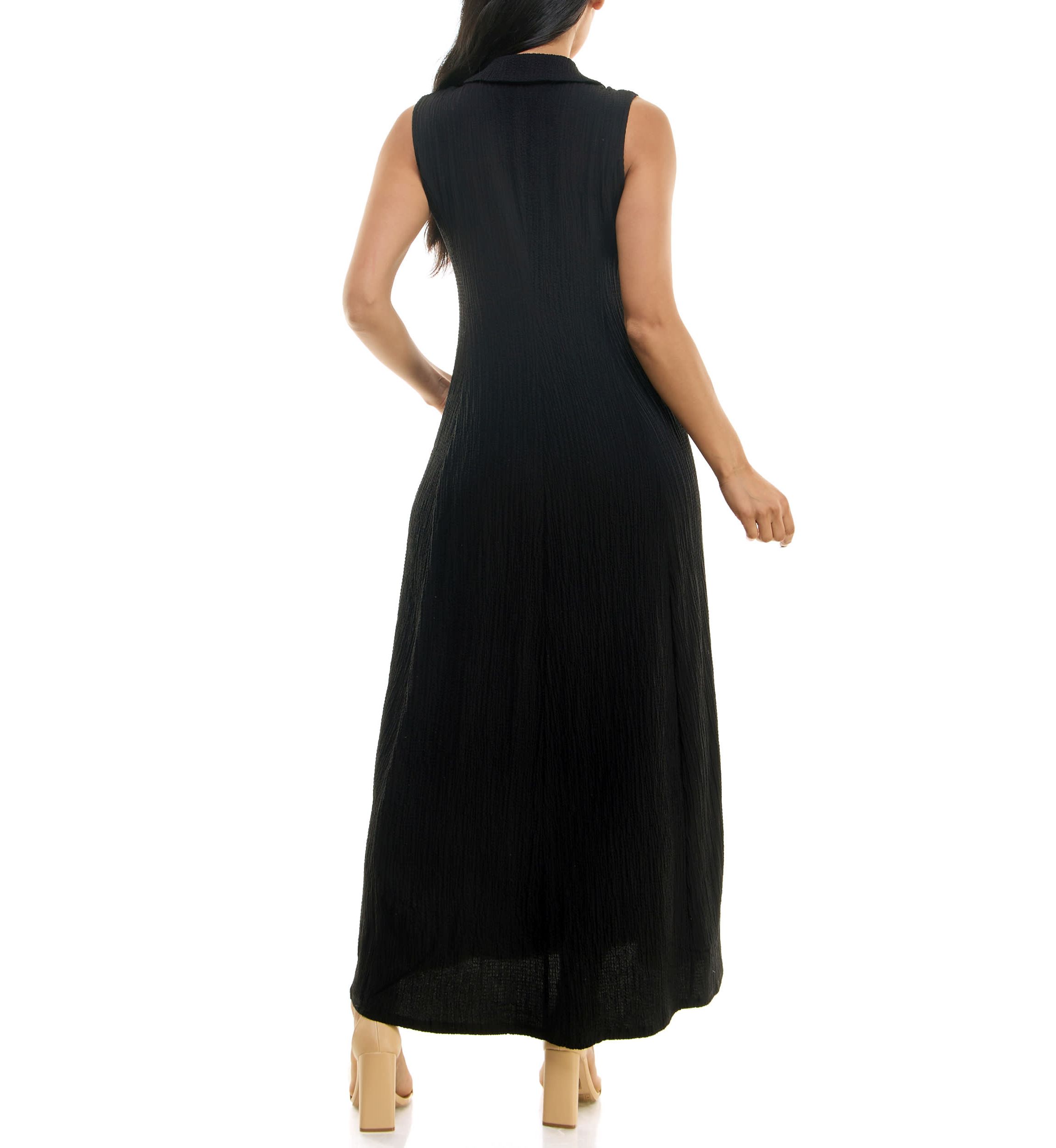 V-Neck Collared Maxi Dress
