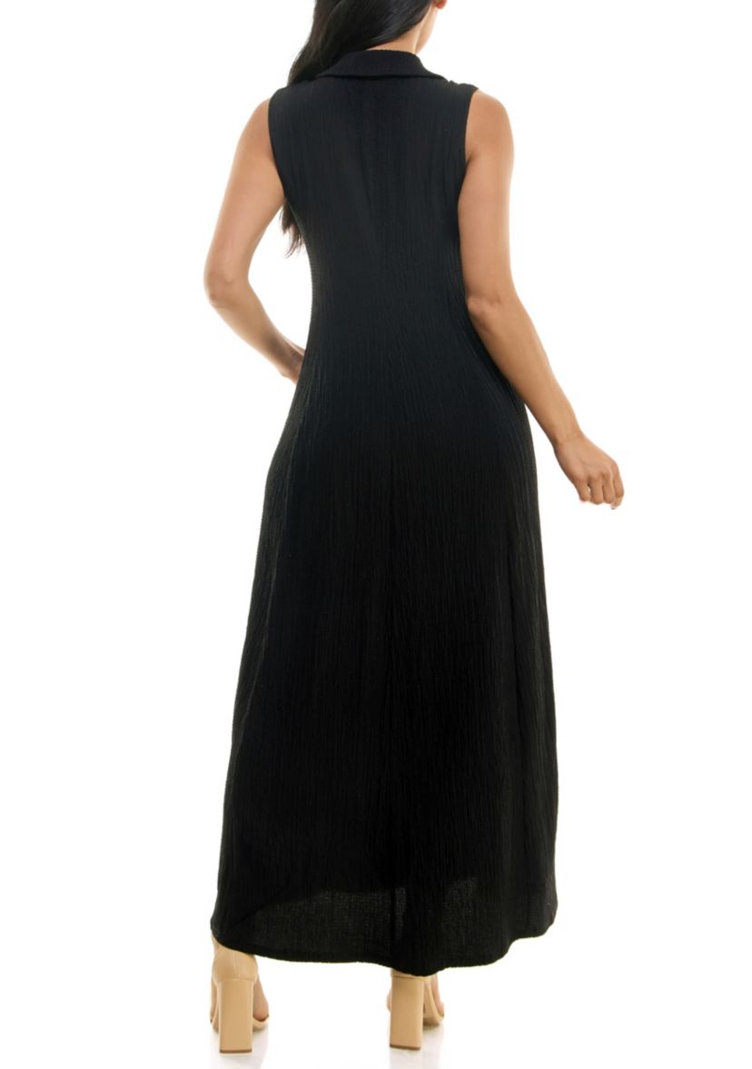 V-Neck Collared Maxi Dress