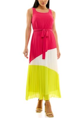 Nina Leonard Women's Color Block Dress, Pink, Small